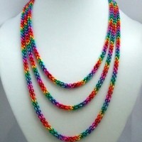 Three-stranded JPL rainbow necklace